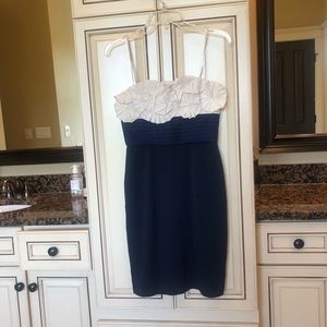 Navy/cream strapless BCBG dress sz 2